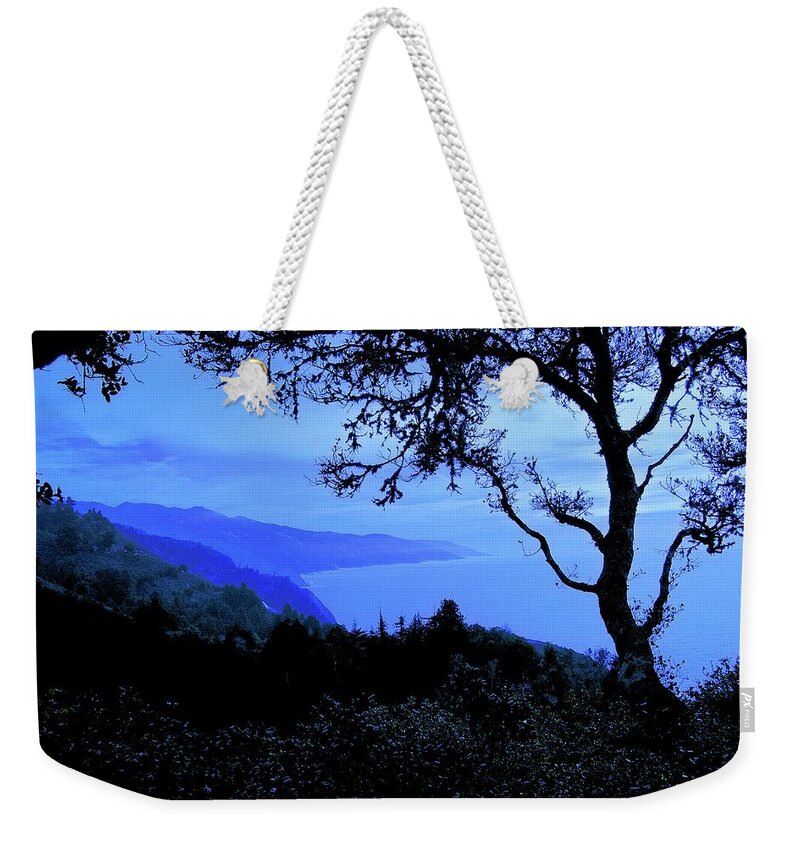 Nature Weekender Tote Bag featuring the photograph Big Sur Blue, California by Zayne Diamond Photographic
