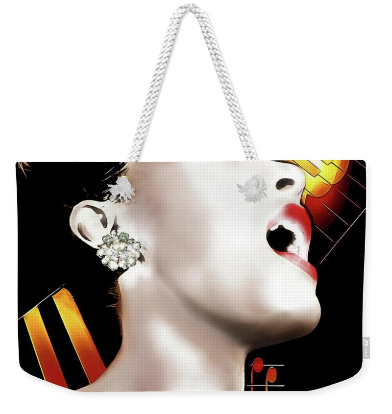 Billie Holiday Weekender Tote Bag featuring the digital art Billie Holiday by Pennie McCracken