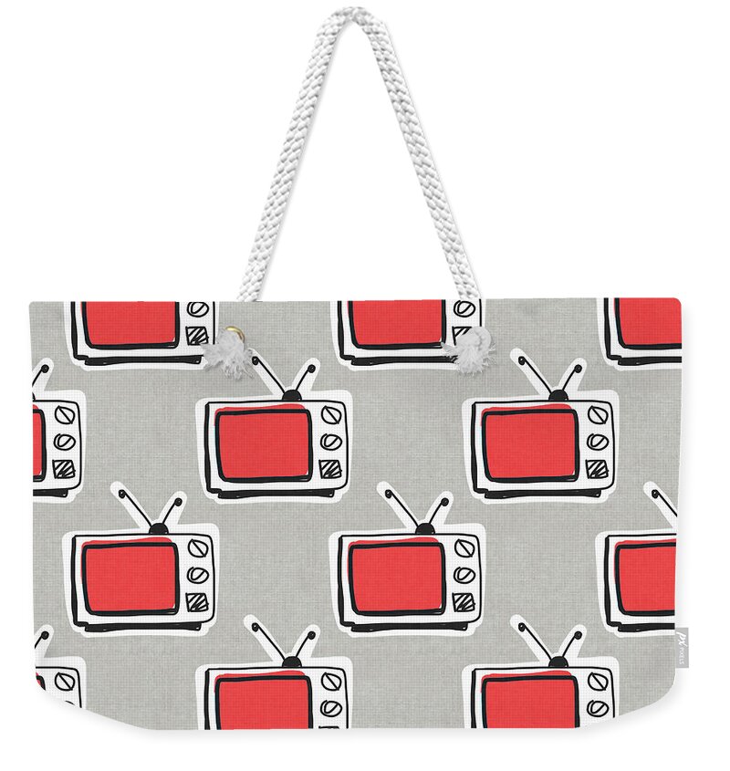 Tv Weekender Tote Bag featuring the digital art Binge Watching- Art by Linda Woods by Linda Woods