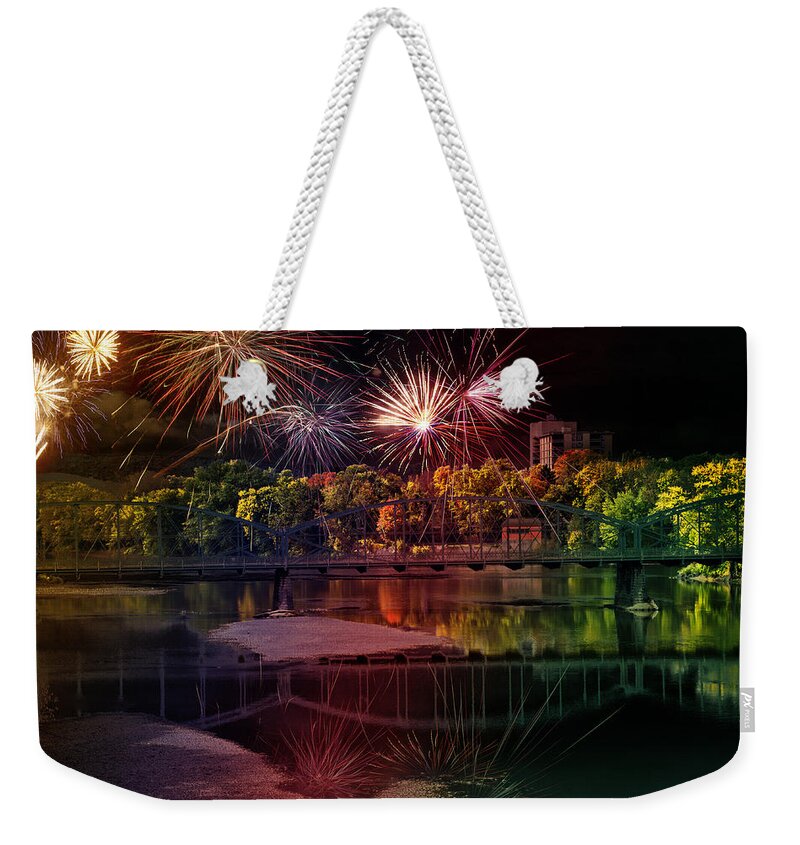 Fireworks Weekender Tote Bag featuring the photograph Fireworks Display by Christina Rollo