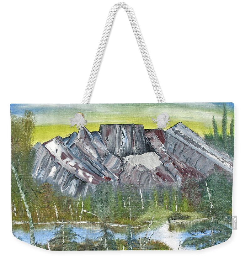Oil On Canvas Weekender Tote Bag featuring the painting Birch Mountains by Joseph Summa
