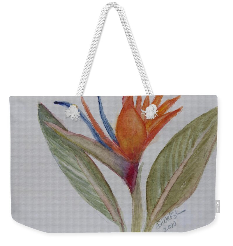 Bird Of Paradise Weekender Tote Bag featuring the painting Bird of Paradise by Donna Walsh