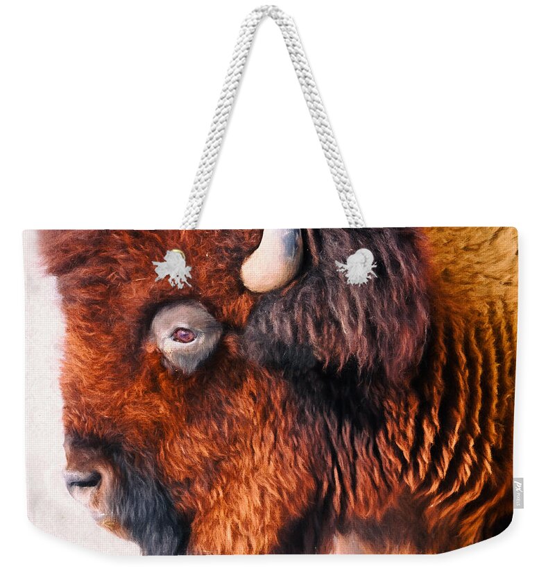 Bison Weekender Tote Bag featuring the photograph Bison by Anna Louise