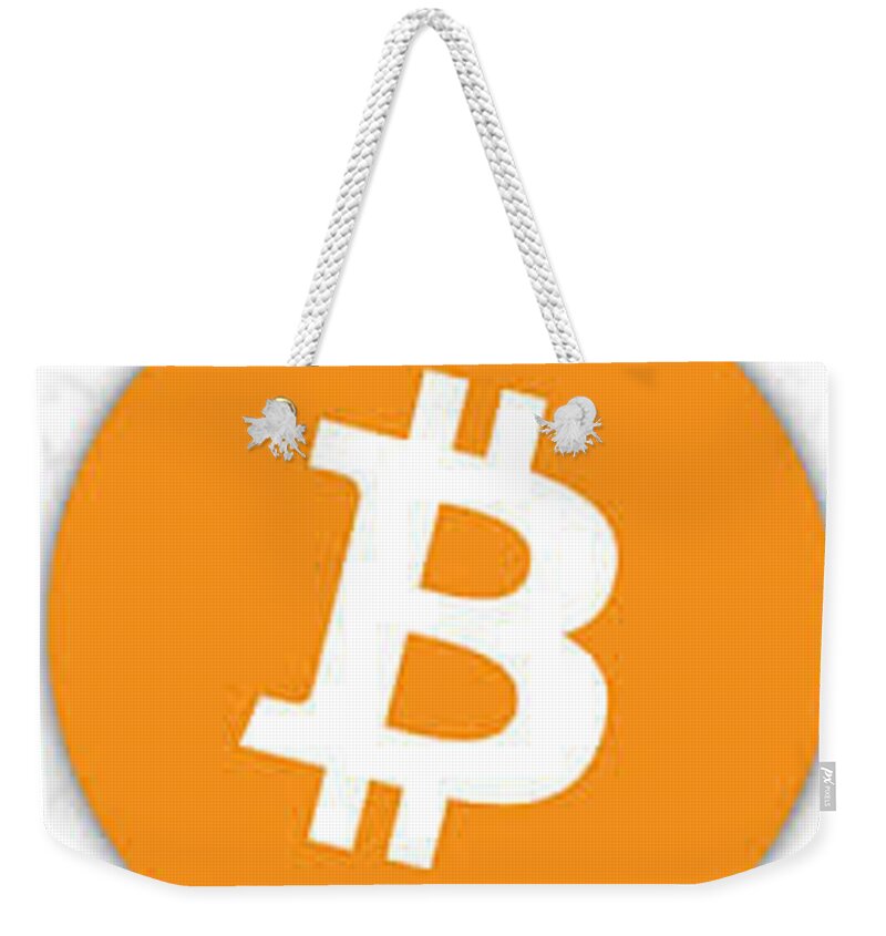 Btc Weekender Tote Bag featuring the digital art Bitcoin by Britten Adams