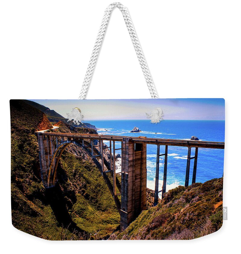 Bixby Bridge Weekender Tote Bag featuring the photograph Bixby Gateway, CA by Dr Janine Williams