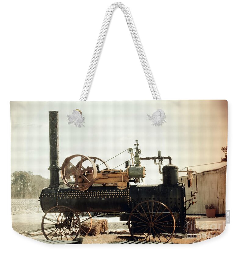 Engine Weekender Tote Bag featuring the photograph Black and Glorious Steam Machine by Roberta Byram