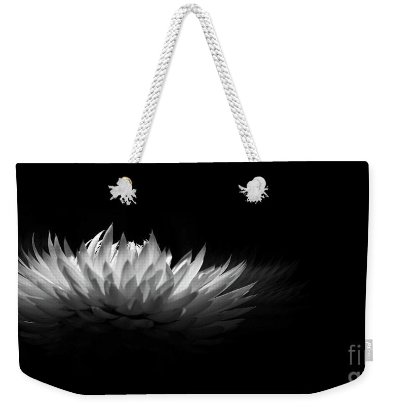 Black White .flower Weekender Tote Bag featuring the photograph White Spikes by Elaine Manley
