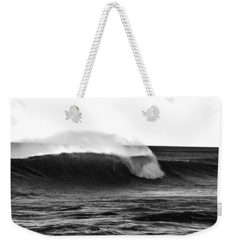 Climate Weekender Tote Bag featuring the photograph Black and White Wave by Pelo Blanco Photo