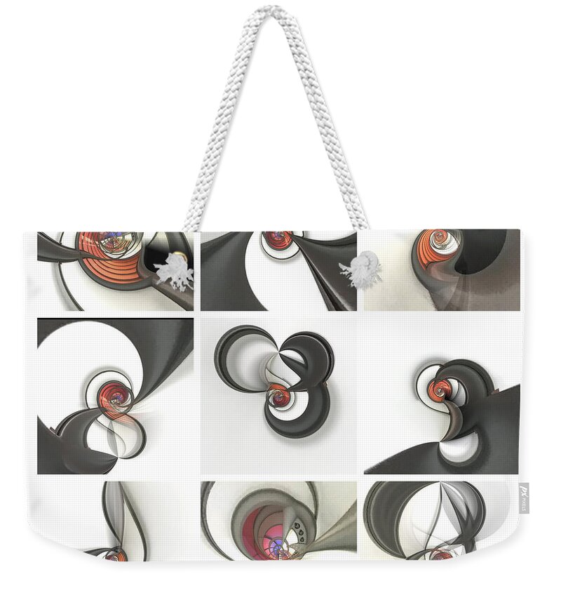 Collage Weekender Tote Bag featuring the photograph Black and White with a tinge of Red. by Usha Peddamatham