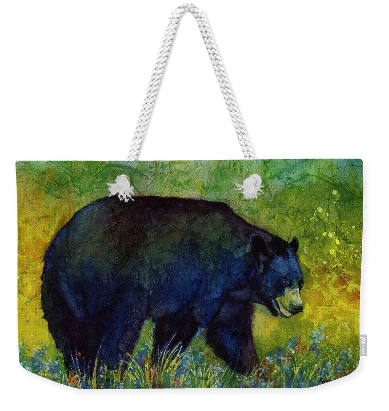 Bear Weekender Tote Bag featuring the painting Black Bear by Hailey E Herrera
