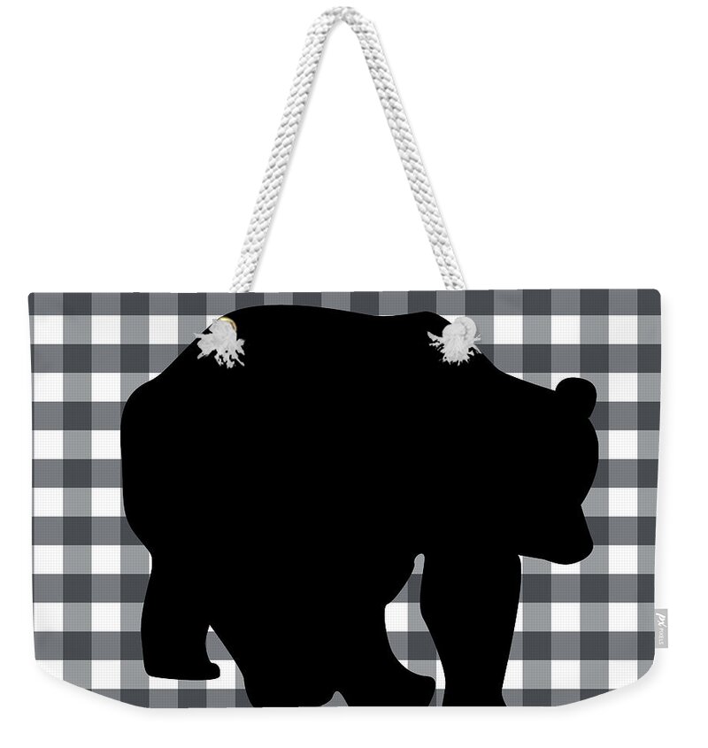 Bear Weekender Tote Bag featuring the digital art Black Bear by Linda Woods
