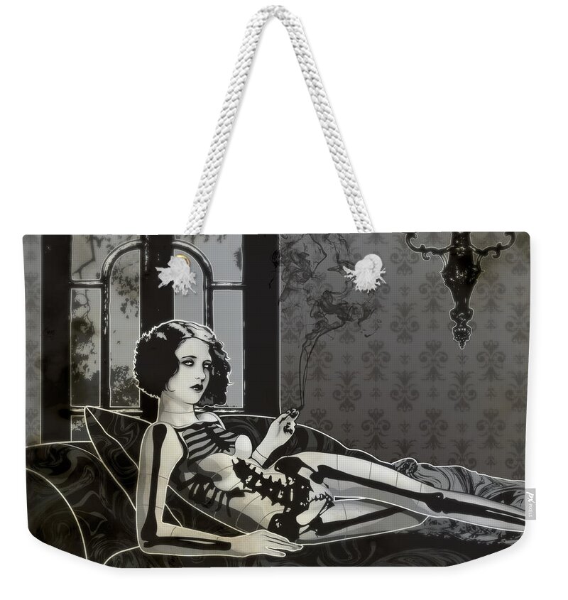 Female Weekender Tote Bag featuring the digital art Black Blanche by Jason Casteel