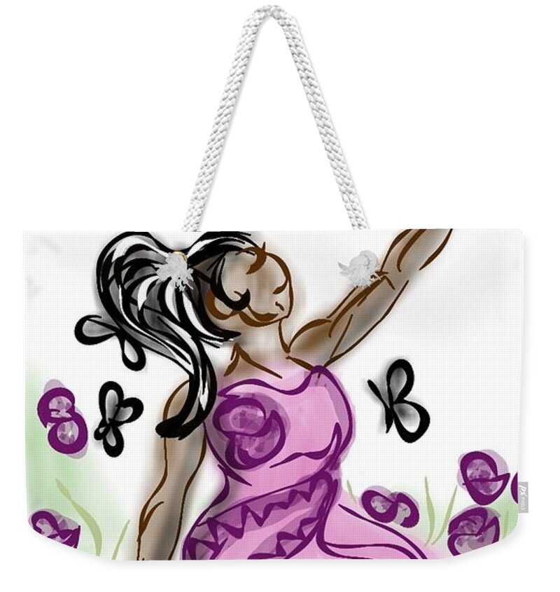 Butterfly Weekender Tote Bag featuring the digital art Black Butterfly by Demitrius Motion Bullock