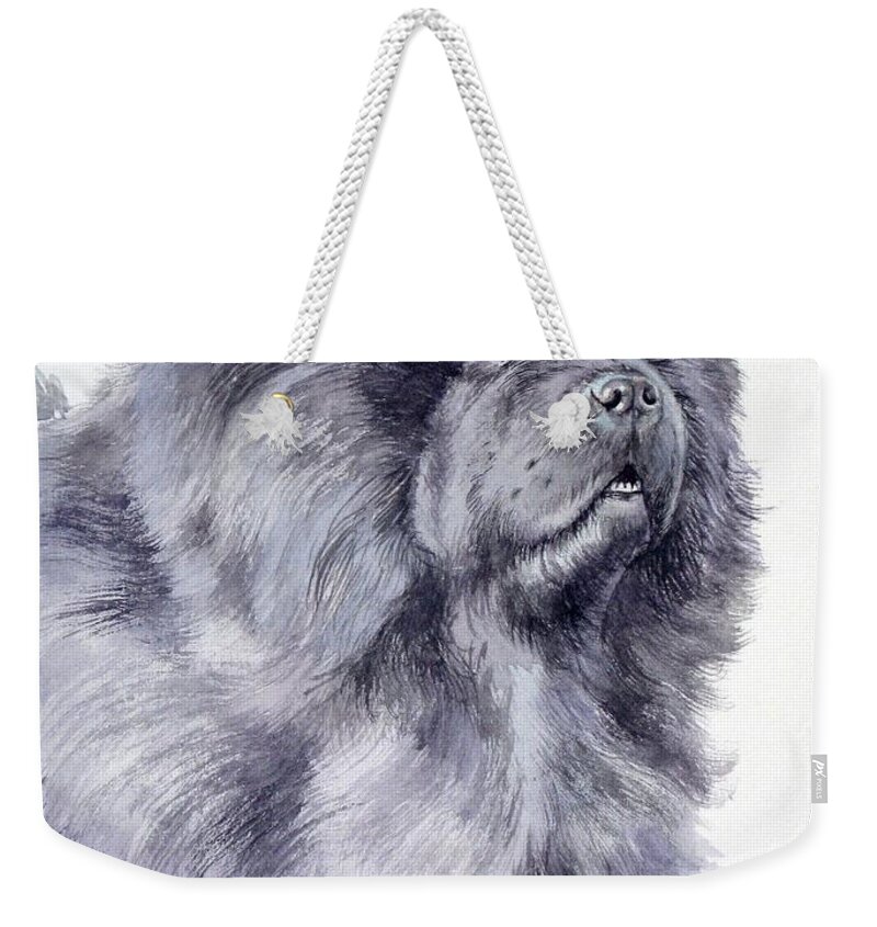 Dog Weekender Tote Bag featuring the painting Black Chow Chow by Christopher Shellhammer