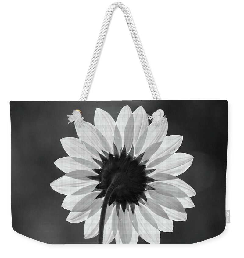 Flower Weekender Tote Bag featuring the photograph Black-eyed Susan - Black And White by Stephen Holst