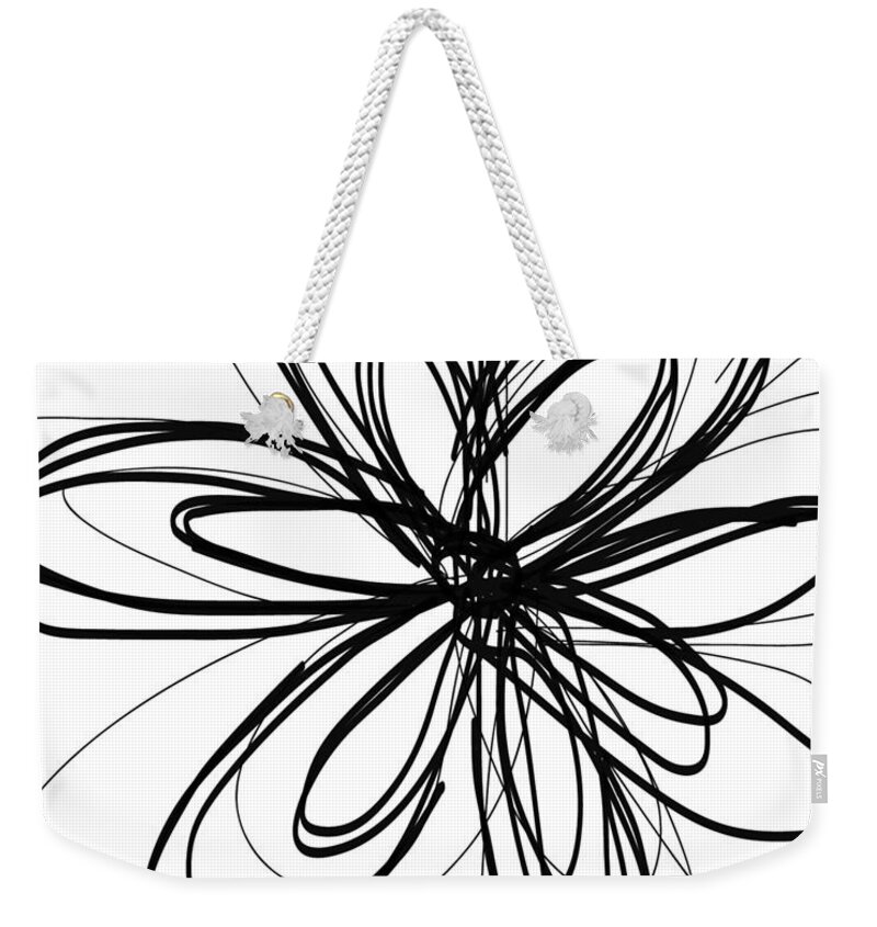 Flowers Weekender Tote Bag featuring the drawing Black Ink Flower 1- Art by Linda Woods by Linda Woods