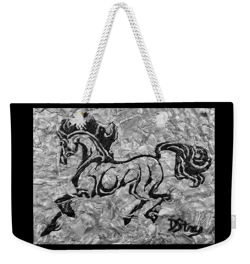 Polymer Clay Weekender Tote Bag featuring the mixed media Black Jack Black and White by Deborah Stanley