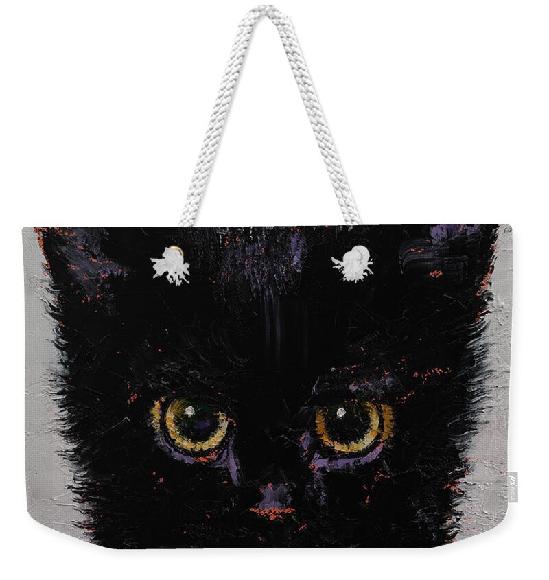 Art Weekender Tote Bag featuring the painting Black Kitten by Michael Creese
