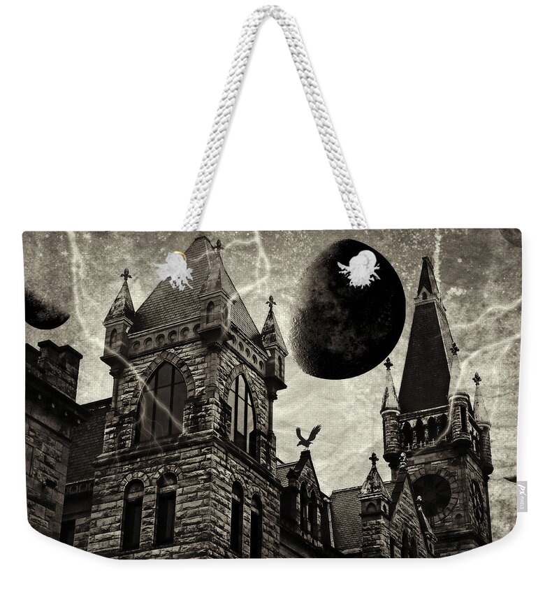 Black Moons Rising Weekender Tote Bag featuring the photograph Black Moons Rising by Dark Whimsy