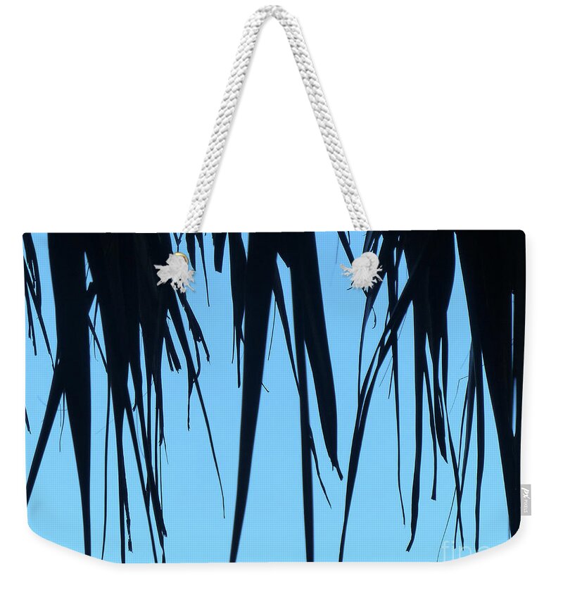 Two Colors Weekender Tote Bag featuring the photograph Black Palms On Blue Sky by Rosanne Licciardi