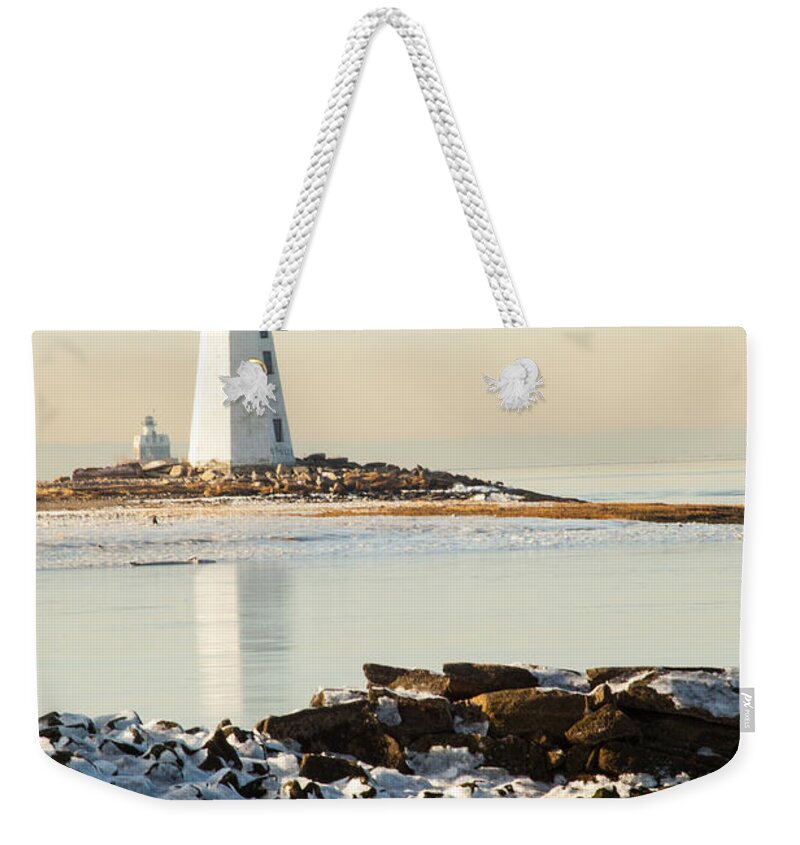 Seaside Weekender Tote Bag featuring the photograph Black Rock Harbor by Karol Livote