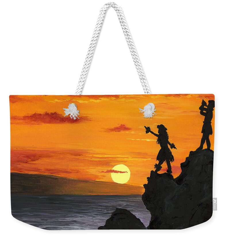 Darice Weekender Tote Bag featuring the painting Black Rock Maui by Darice Machel McGuire