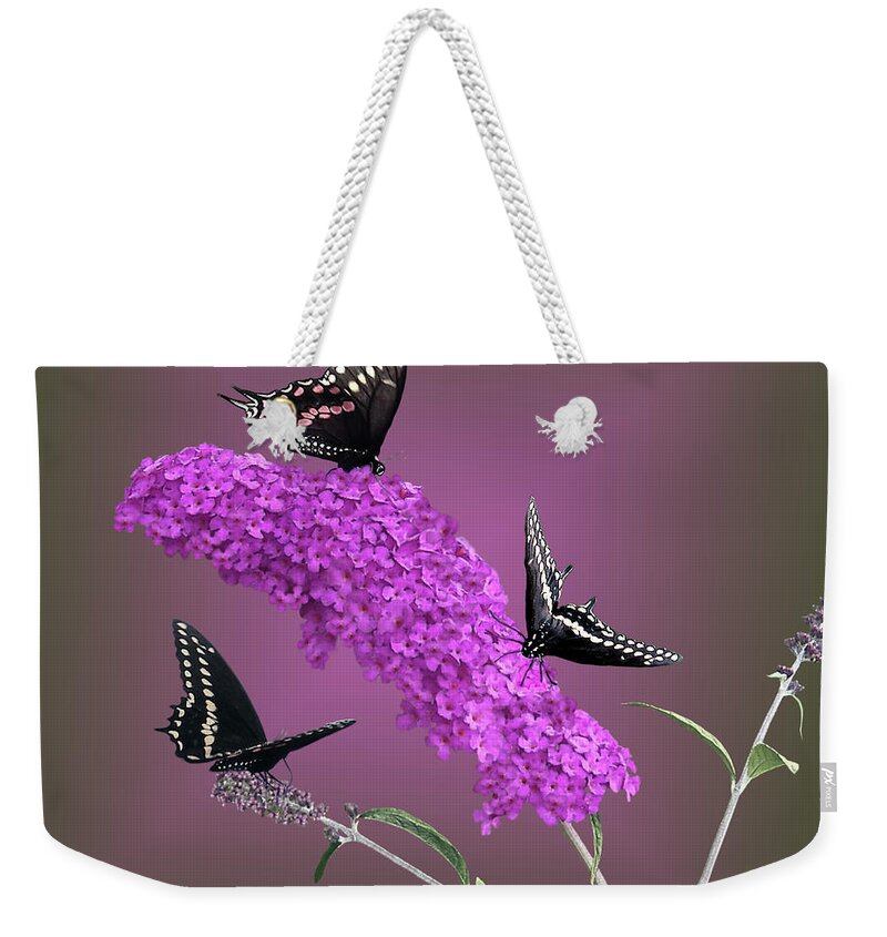 Fine Art Weekender Tote Bag featuring the digital art Black Swallowtail 2 by Torie Tiffany