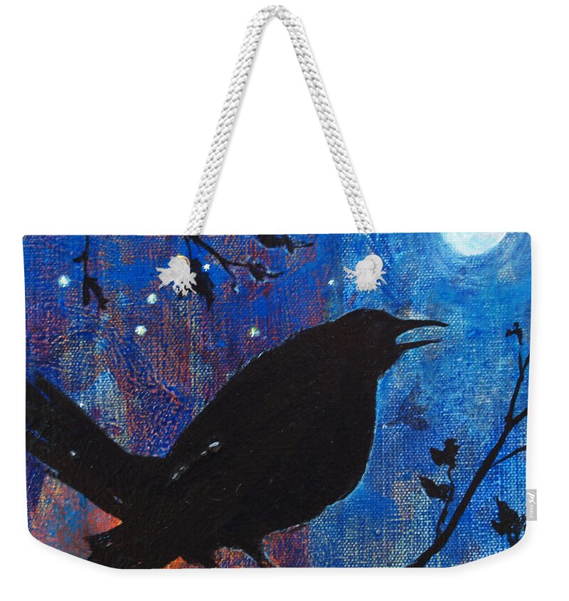 Blackbird Singing Weekender Tote Bag featuring the painting Blackbird Singing by Robin Pedrero