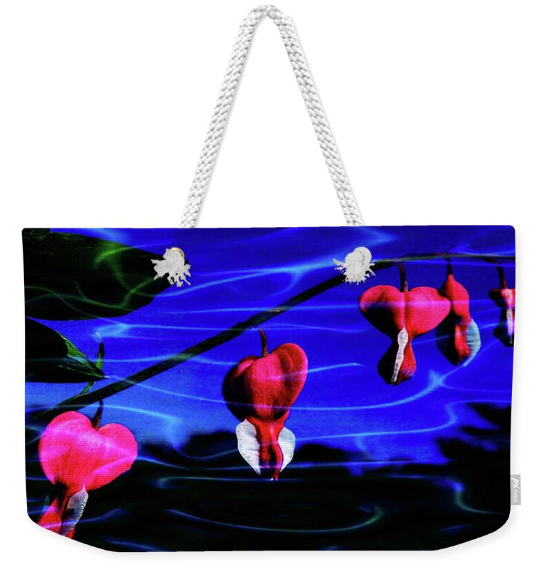 Bleeding Hearts-spirit Of Love Weekender Tote Bag featuring the mixed media Bleeding Hearts-Spirit of Love by Mike Breau