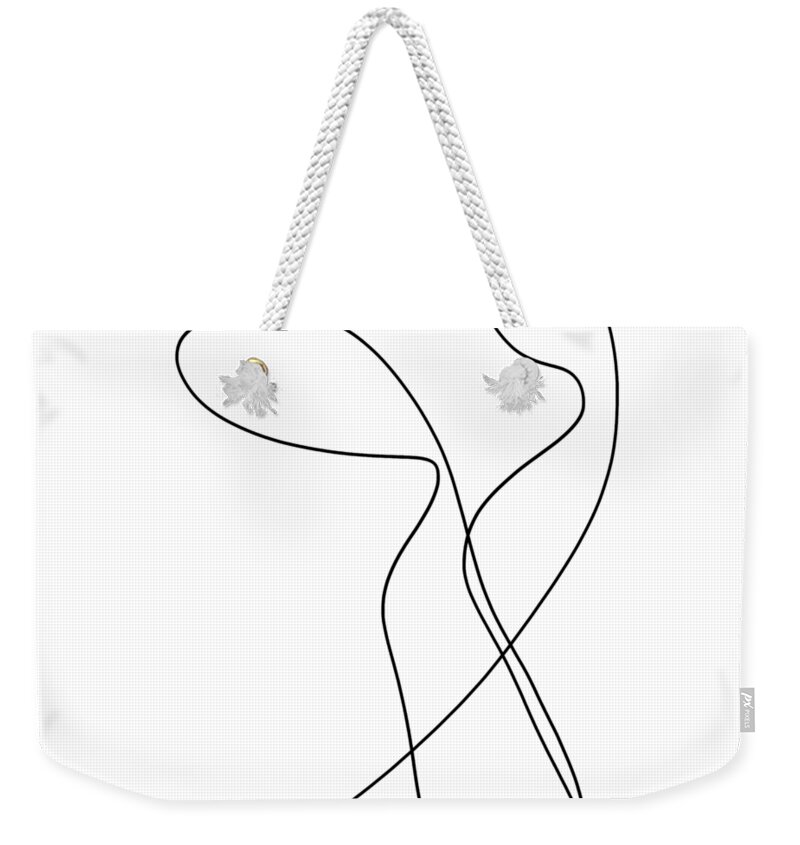 Apple Pencil Drawings Weekender Tote Bag featuring the drawing Blind Contour One Line Drawing - Together by Bill Owen