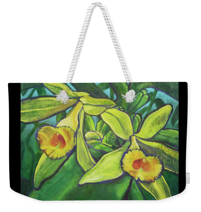 Coconut Bliss Weekender Tote Bag featuring the painting Blissful Vanilla Orchids by Tara D Kemp