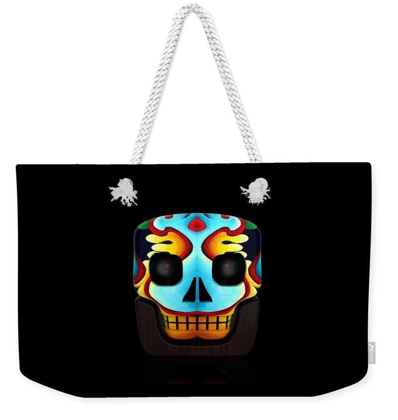 Skull Weekender Tote Bag featuring the painting Block Skull by Amy Ferrari