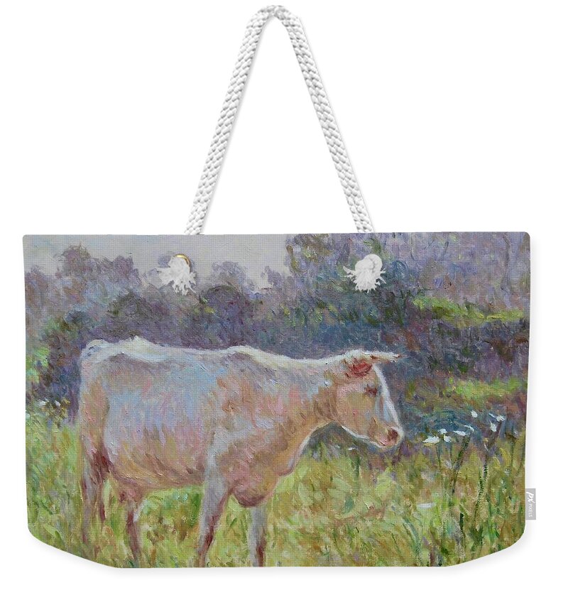 Blonde Weekender Tote Bag featuring the painting Blonde d'Aquitaine by Pierre Dijk