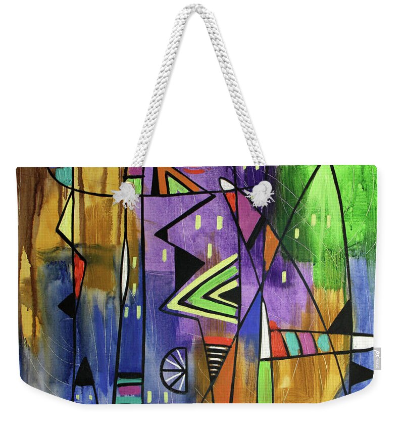 Abstract Weekender Tote Bag featuring the painting Blood Moon Acts 2-20 by Anthony Falbo