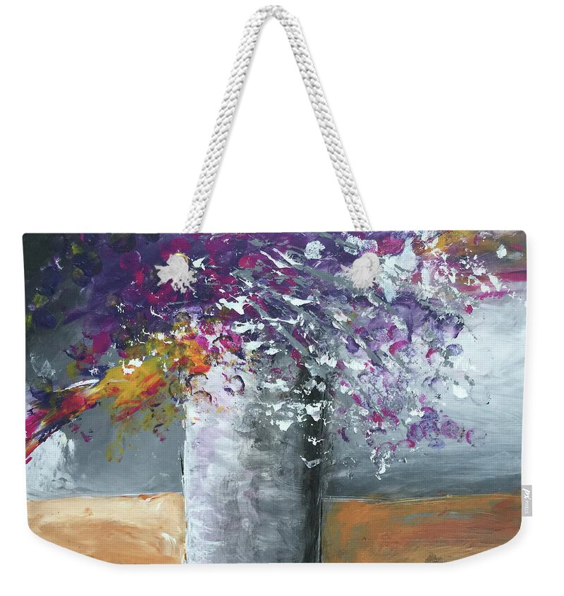 Watrer Weekender Tote Bag featuring the painting Bloom Where You Are Planted by Linda Bailey