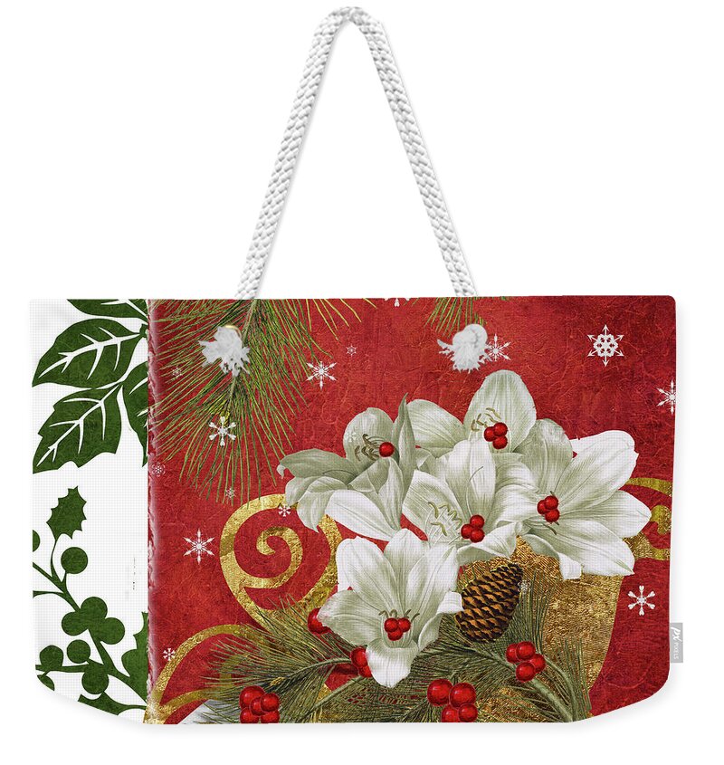 Christmas Weekender Tote Bag featuring the painting Blooming Christmas II by Mindy Sommers