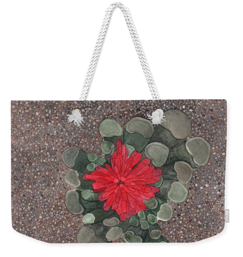 Succulent Weekender Tote Bag featuring the painting Blooming Succulent by Hilda Wagner