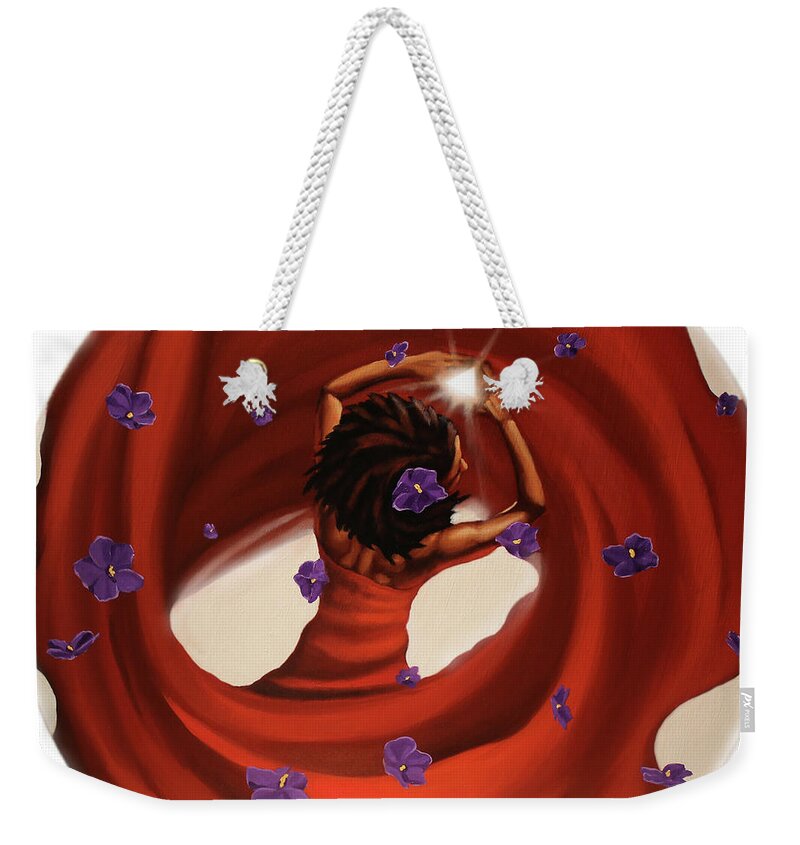 Delta Sigma Theta Weekender Tote Bag featuring the painting Blossom in this light by Jerome White