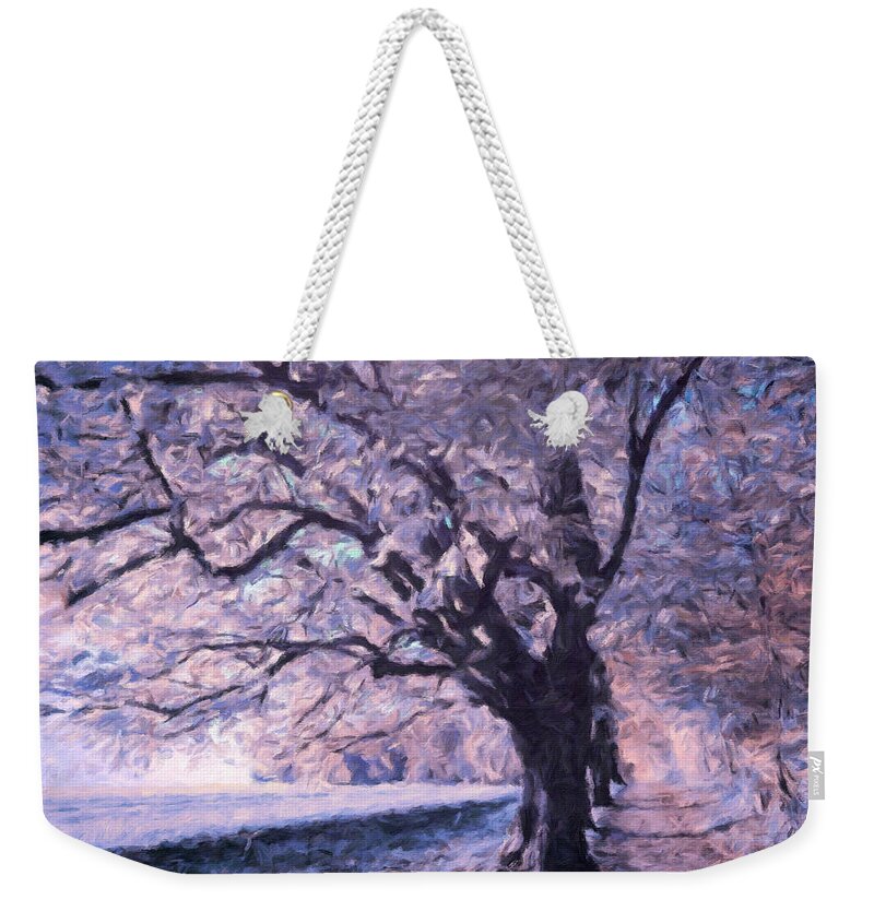 Blossoms In Winter Weekender Tote Bag featuring the painting Blossoms In Winter by Georgiana Romanovna
