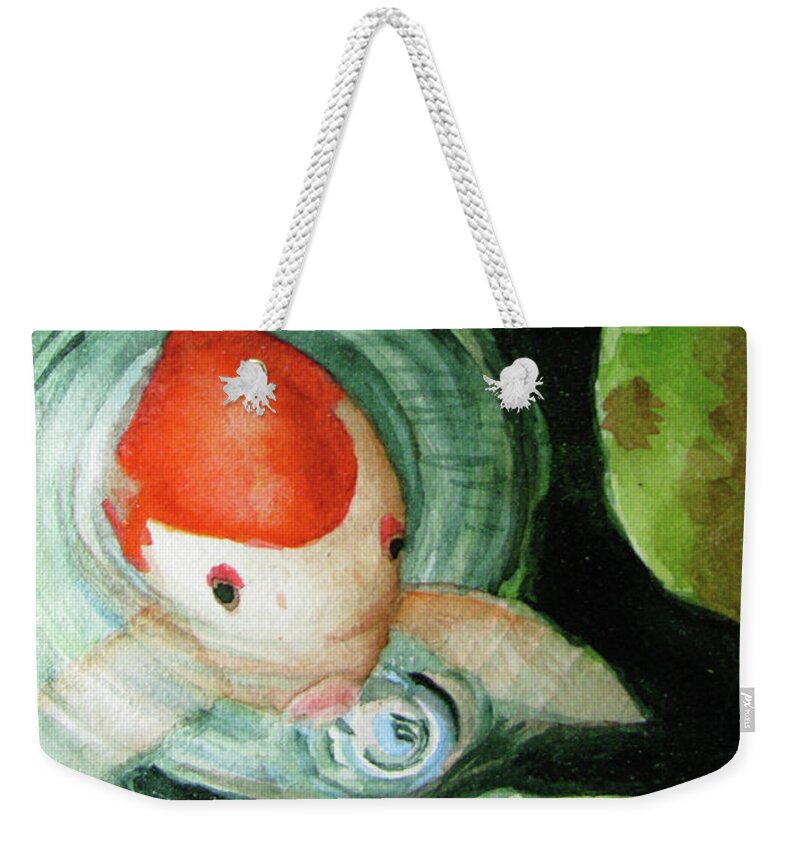 Koi Weekender Tote Bag featuring the painting Blowing Bubbles by April Burton