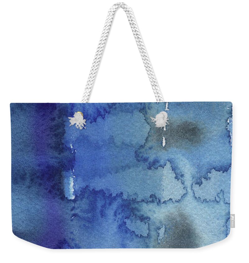 Blue Weekender Tote Bag featuring the painting Blue Abstract Cool Waters III by Irina Sztukowski
