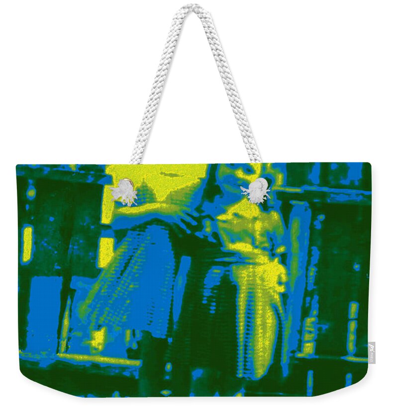 Antiques Weekender Tote Bag featuring the photograph Blue and Yellow Girls by John Vincent Palozzi