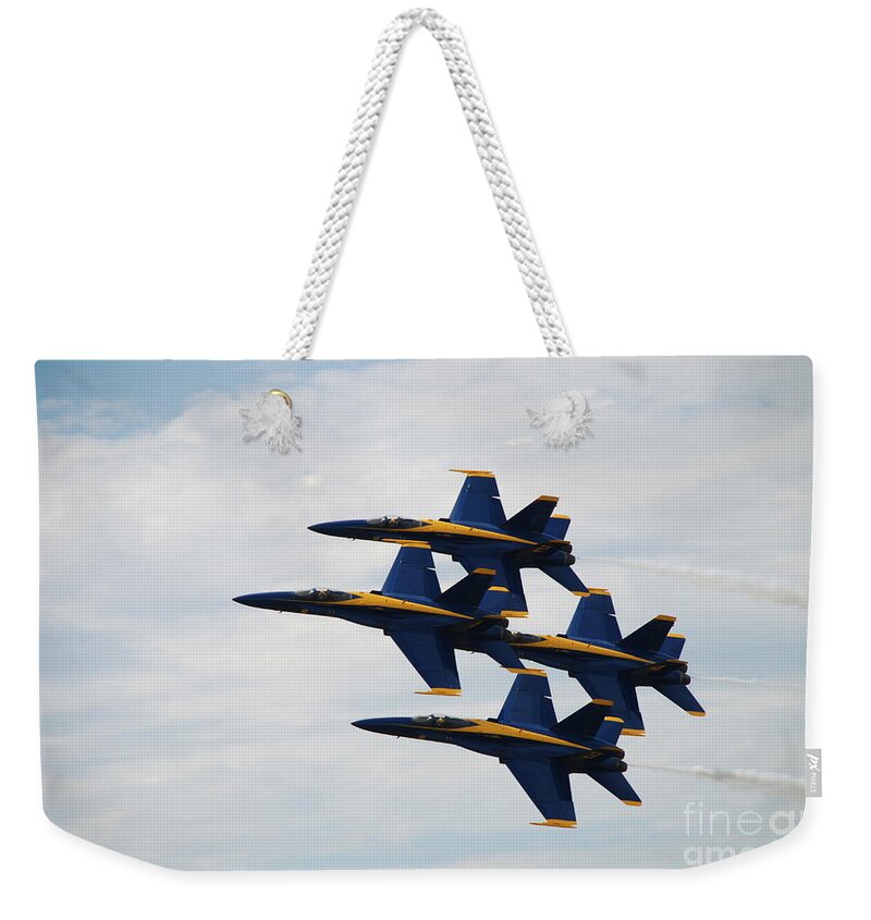 Blue Angels Weekender Tote Bag featuring the photograph Blue Angels 1 by Amanda Jones