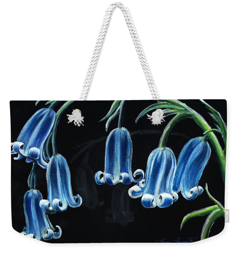 Flower Weekender Tote Bag featuring the painting Blue Bells by Thomas Hamm