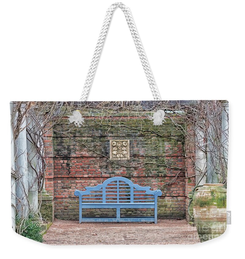 Blue Bench Weekender Tote Bag featuring the photograph Blue Bench by Patty Colabuono