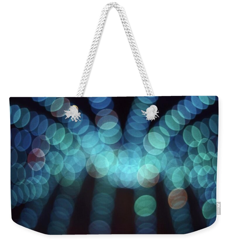 Colors Blue Lights Weekender Tote Bag featuring the photograph Blue Boogie by Laurie Stewart