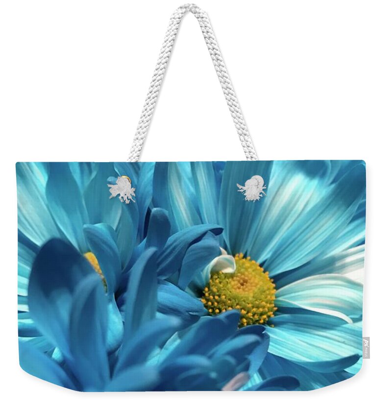 Blue Flower Weekender Tote Bag featuring the photograph Blue Chrysanthemums by CAC Graphics