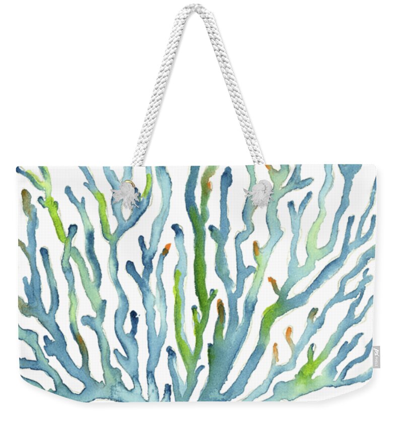 Watercolor Coral Weekender Tote Bag featuring the painting Blue Coral by Amy Kirkpatrick