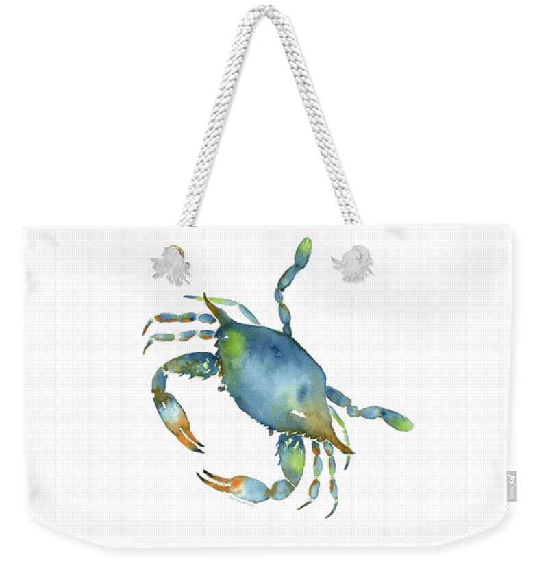 Crab Painting Weekender Tote Bag featuring the painting Blue Crab by Amy Kirkpatrick