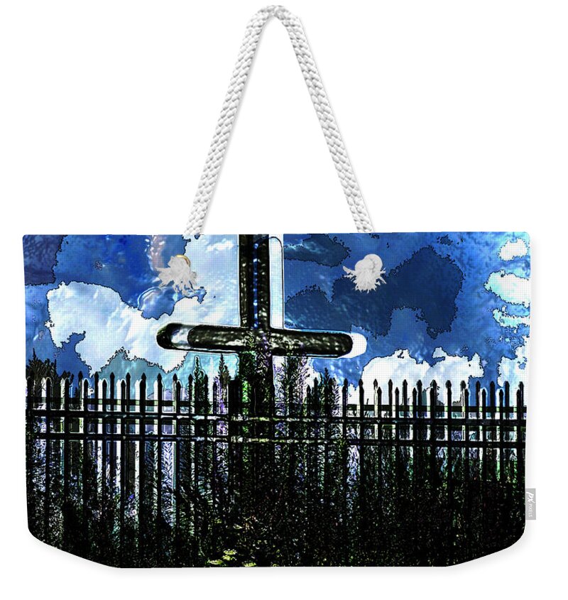 Photo Weekender Tote Bag featuring the photograph Blue Cross by John Vincent Palozzi